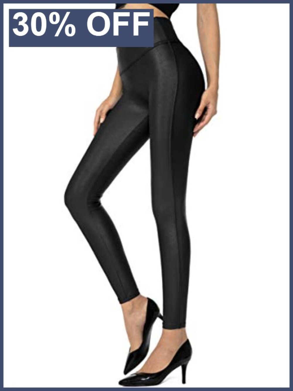 Faux Leather Leggings High Waisted Tummy Control Workout
